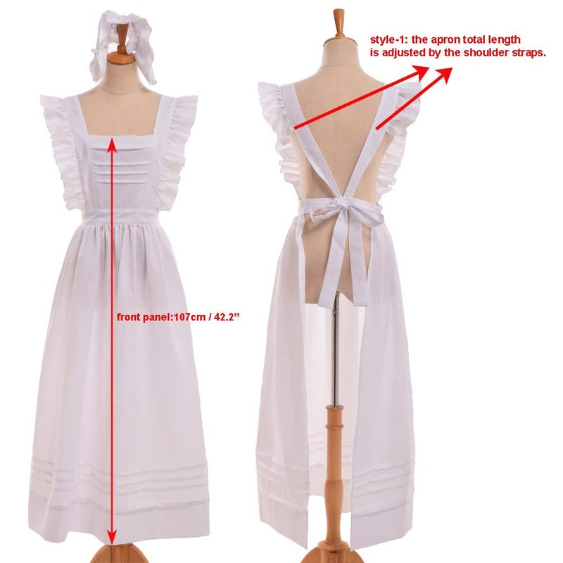 GRACEART Edwardian Victorian Maid Pinafore Apron Style-1(Thickiy ronior Fabric) - Image 2